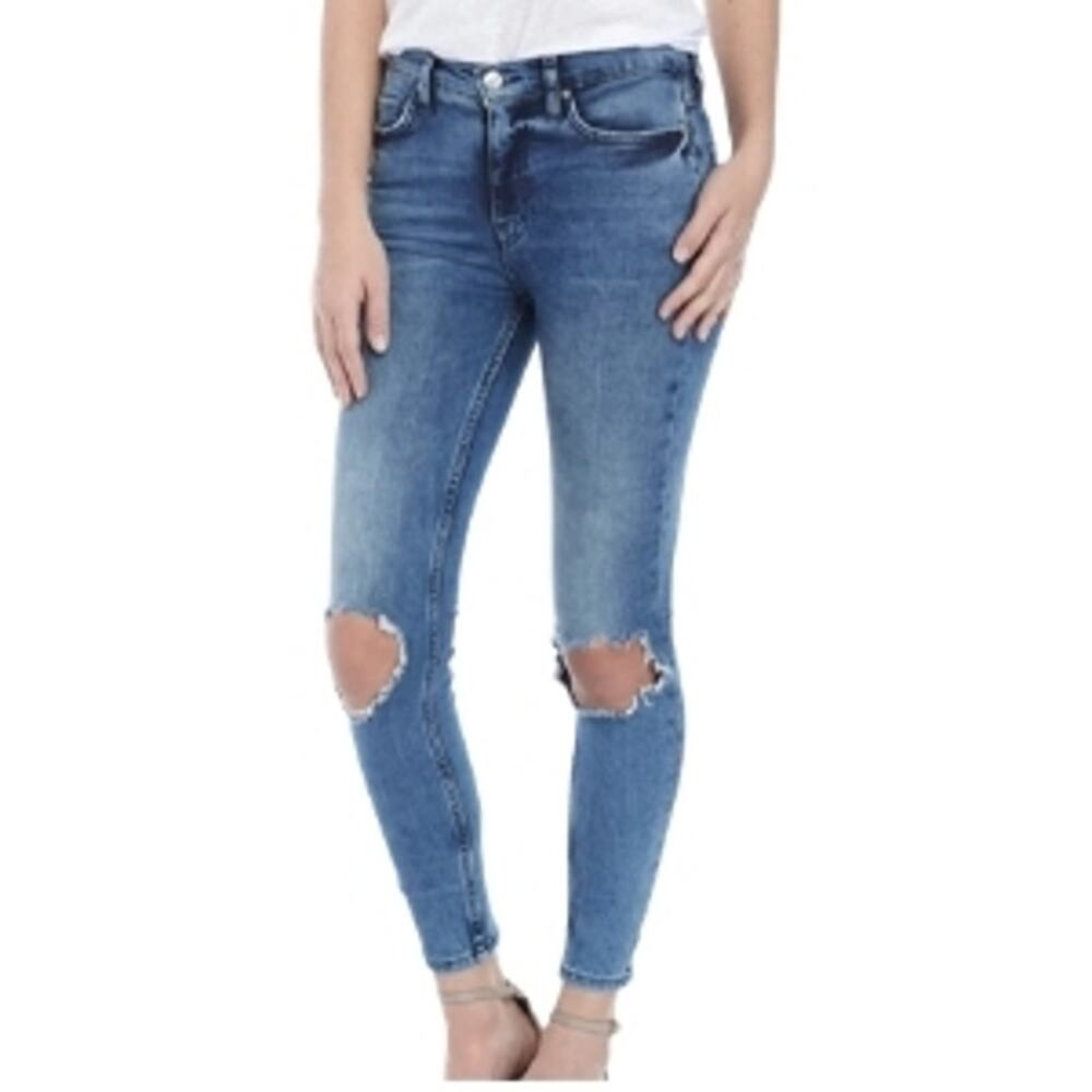 Free People High Rise Busted Skinny Jean Size 27R NWT Turquoise